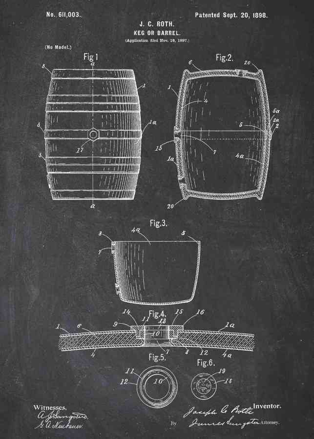 Patent Blueprint wine barrel A4 Photo Print