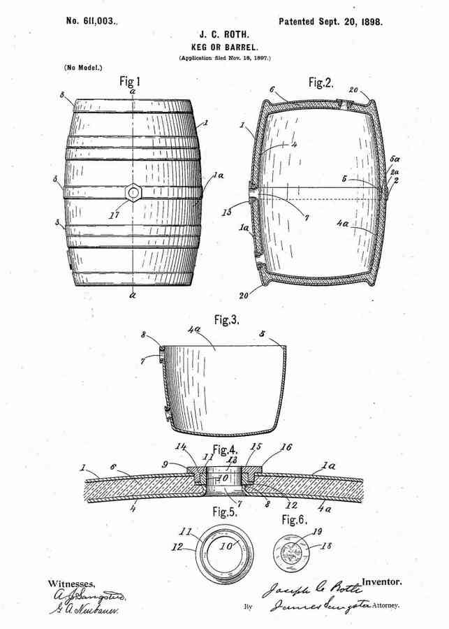 Patent Blueprint wine barrel 4 A4 Photo Print