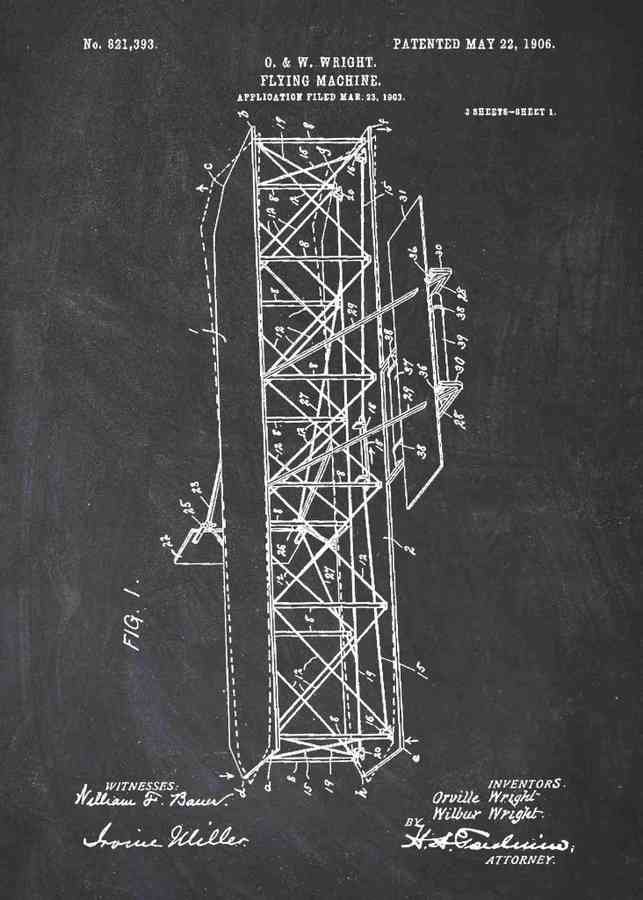 Patent Blueprint wright brothers first plane A4 Photo Print