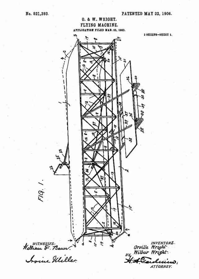 Patent Blueprint wright brothers first plane 4 A4 Photo Print