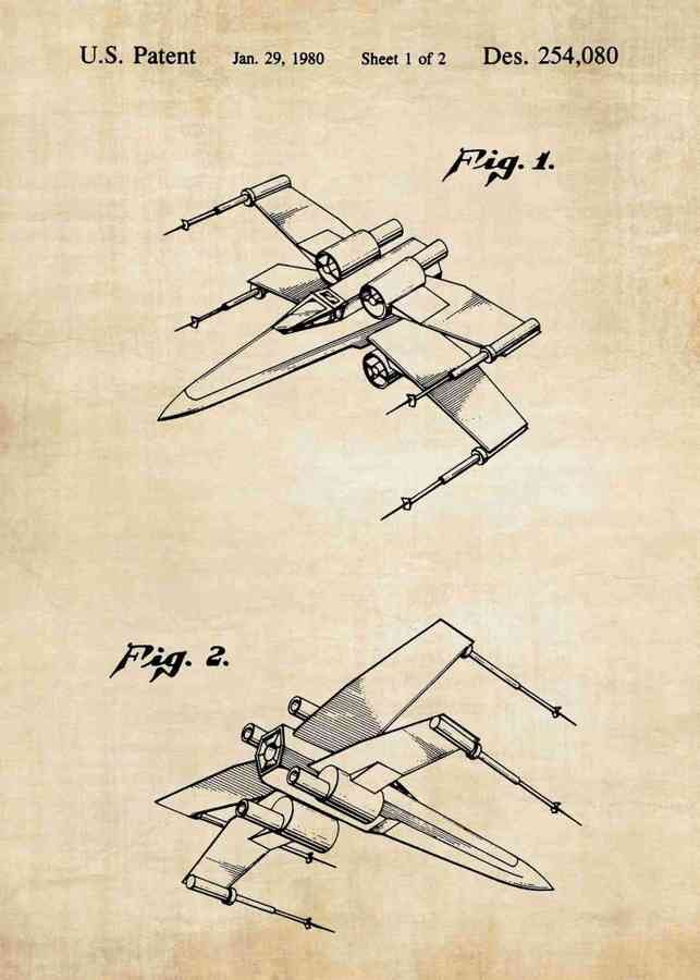 Patent Blueprint x wing A4 Photo Print