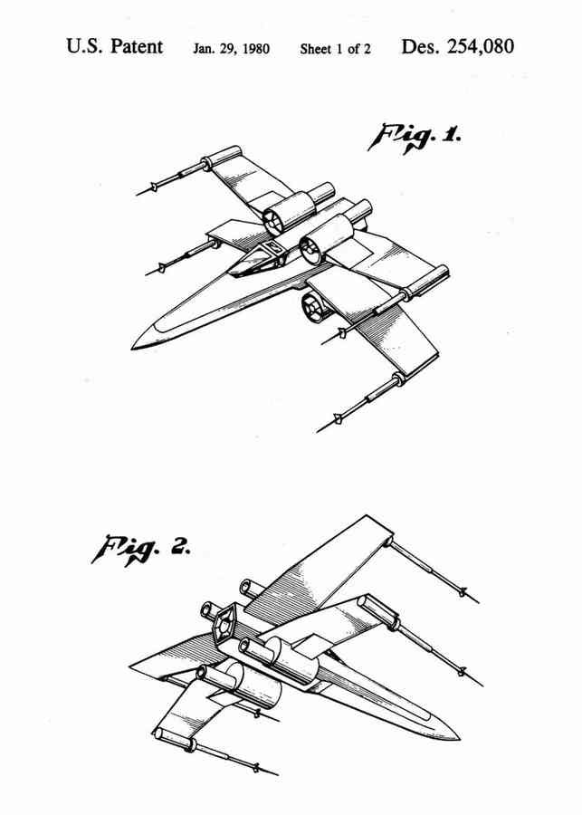 Patent Blueprint x wing 4 A4 Photo Print