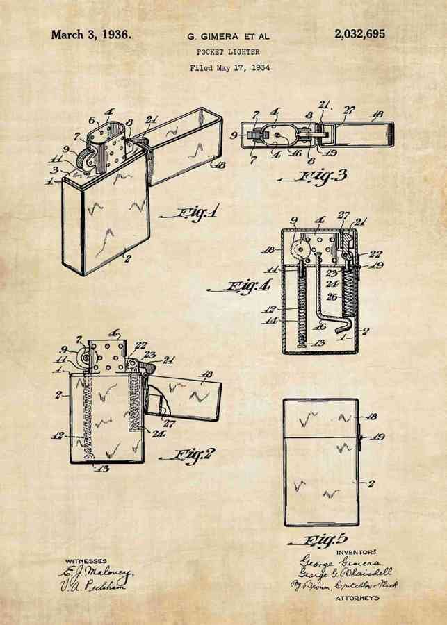 Patent Blueprint zippo lighter A4 Photo Print