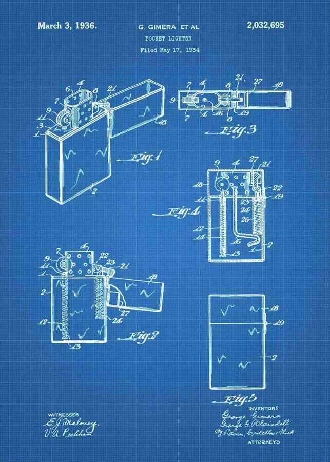 Patent Blueprint zippo lighter 4 A4 Photo Print