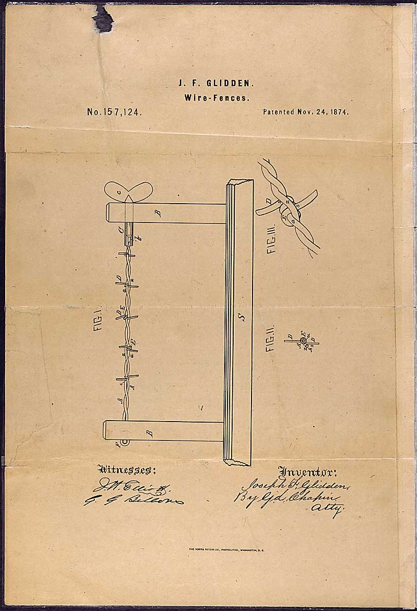 Patent for Joseph Glidden Barbed Wire A4 Photo Print