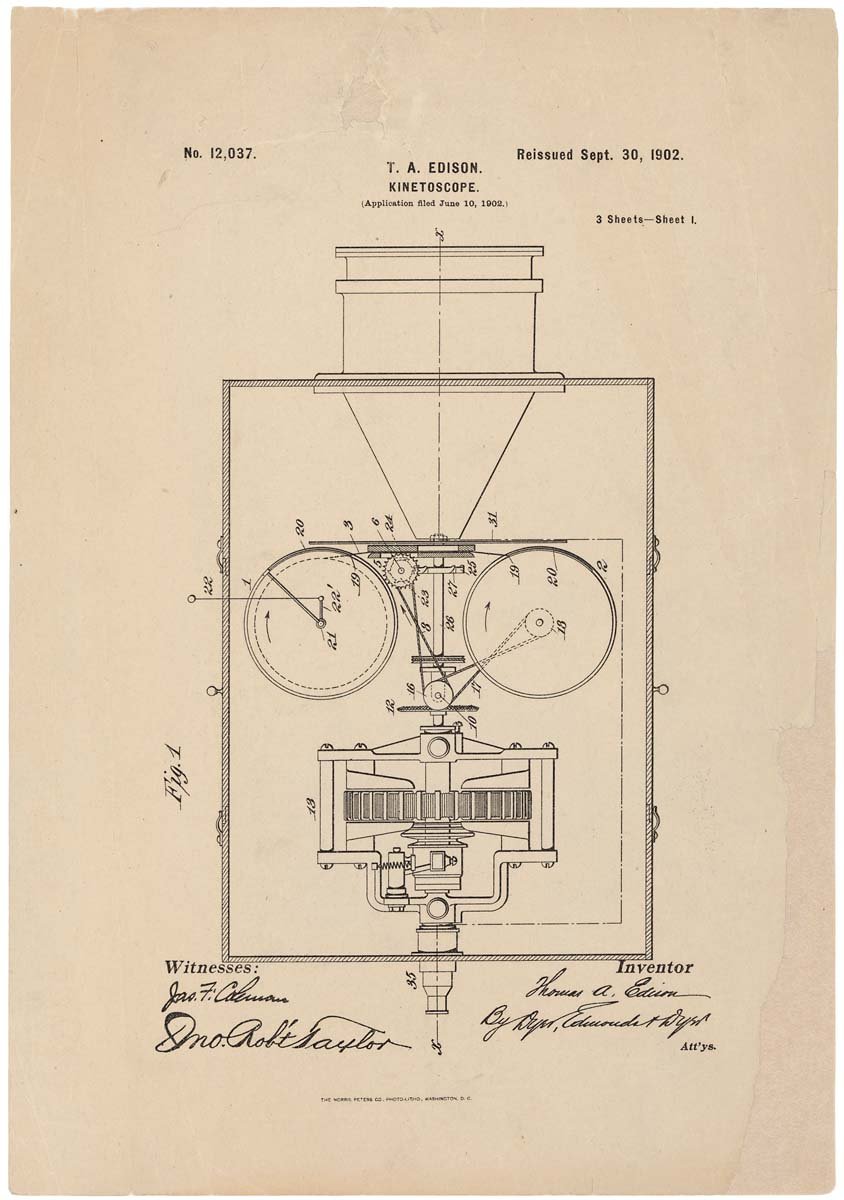 Patent for a Kinetographic Camera A4 Photo Print