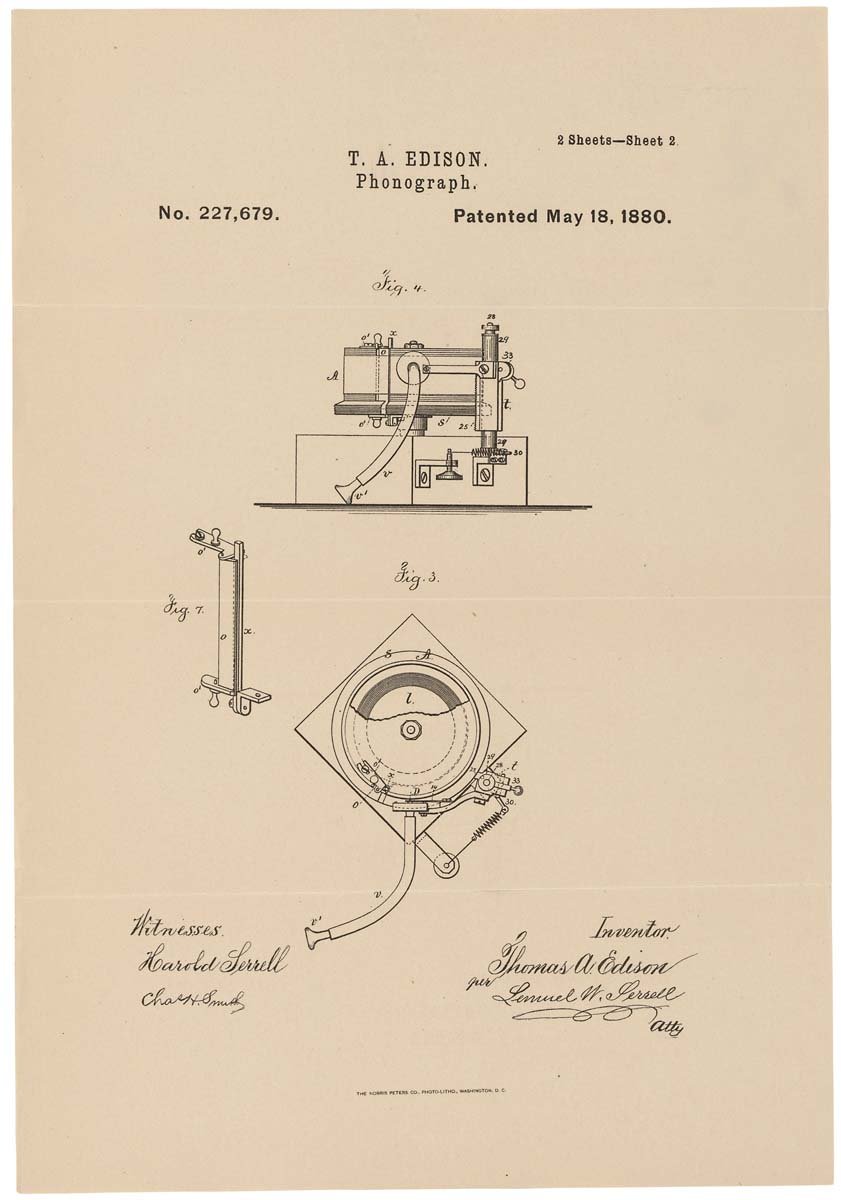 Patent for a Phonograph A4 Photo Print