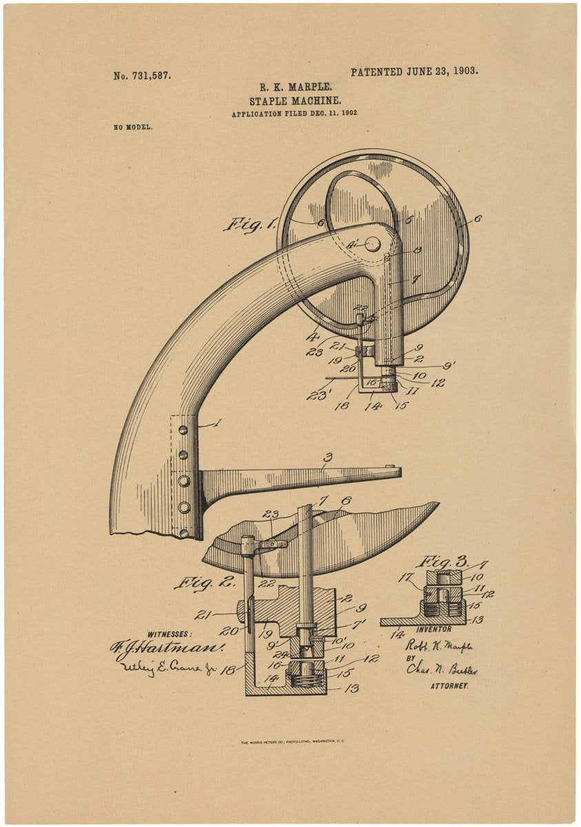 Patent for a Staple Machine A4 Photo Print