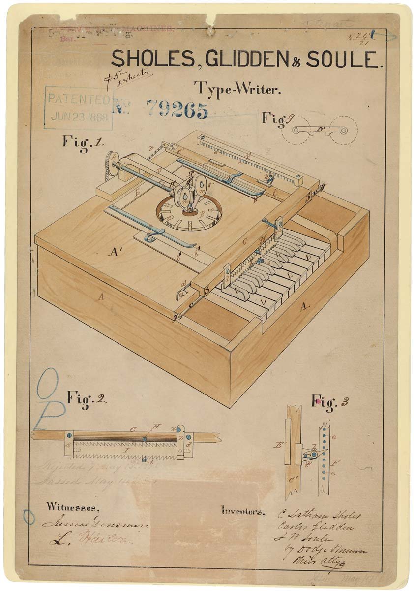 Patent for a Typewriter A4 Photo Print