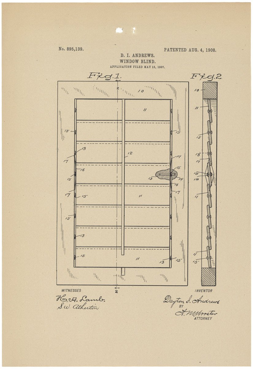 Patent for a Window Blind A4 Photo Print