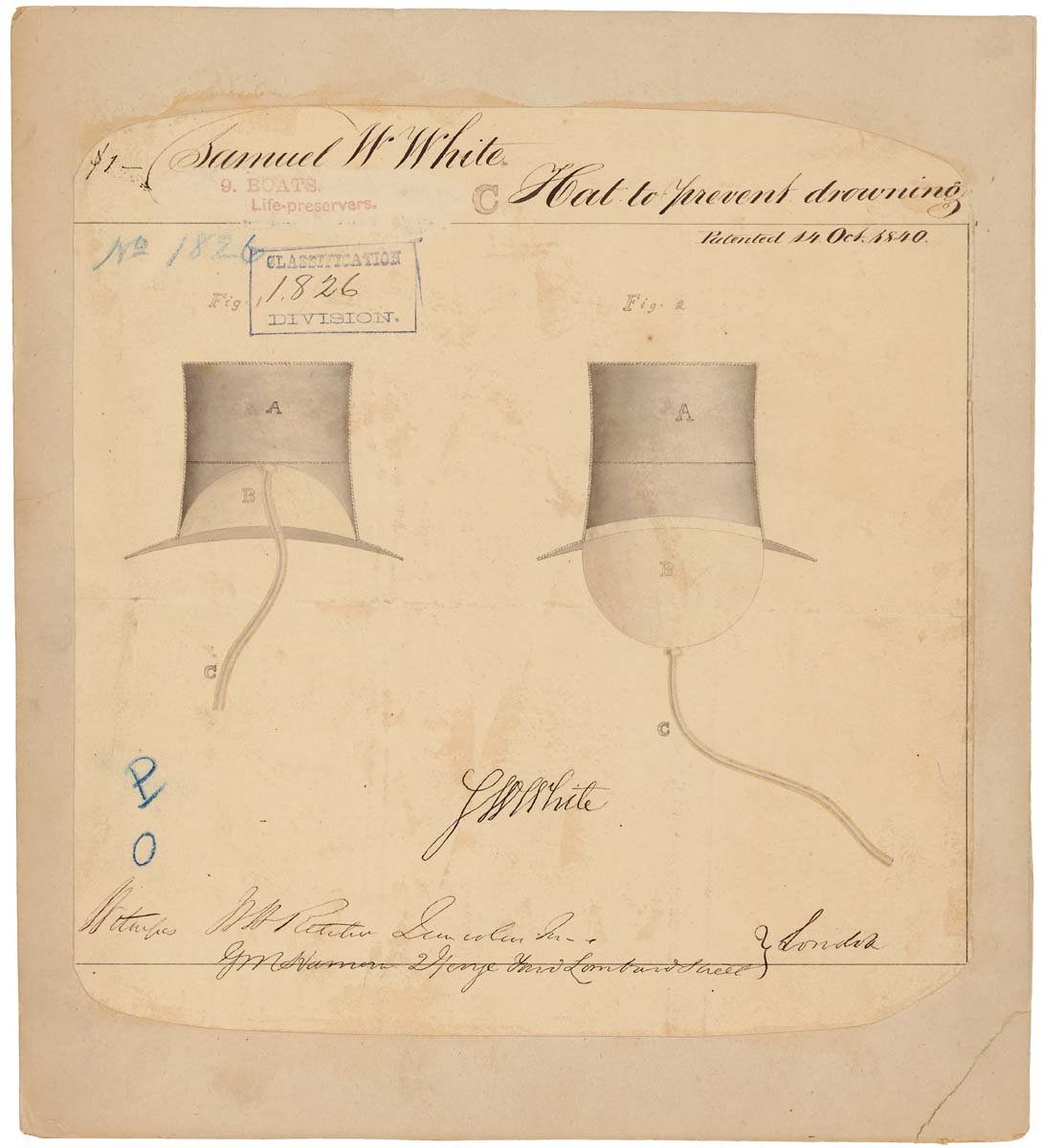 Patent of Hat to Prevent Drowning A4 Photo Print