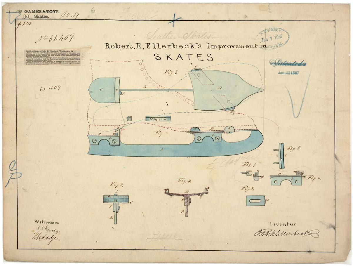 Patent of Improvement in Skates A4 Photo Print