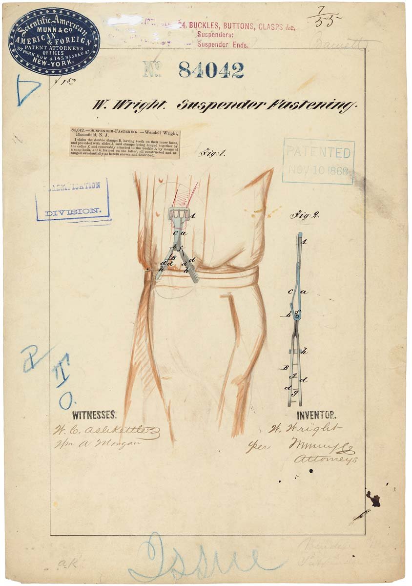Patent of Suspender Fastening A4 Photo Print