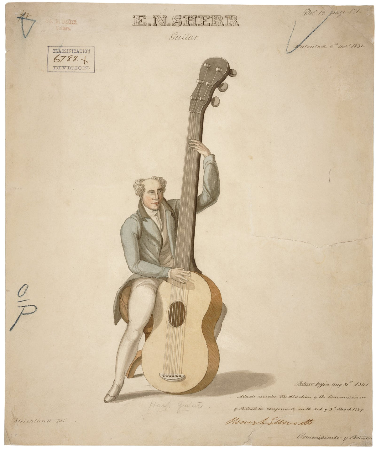 Patent of a Harp Guitar A4 Photo Print