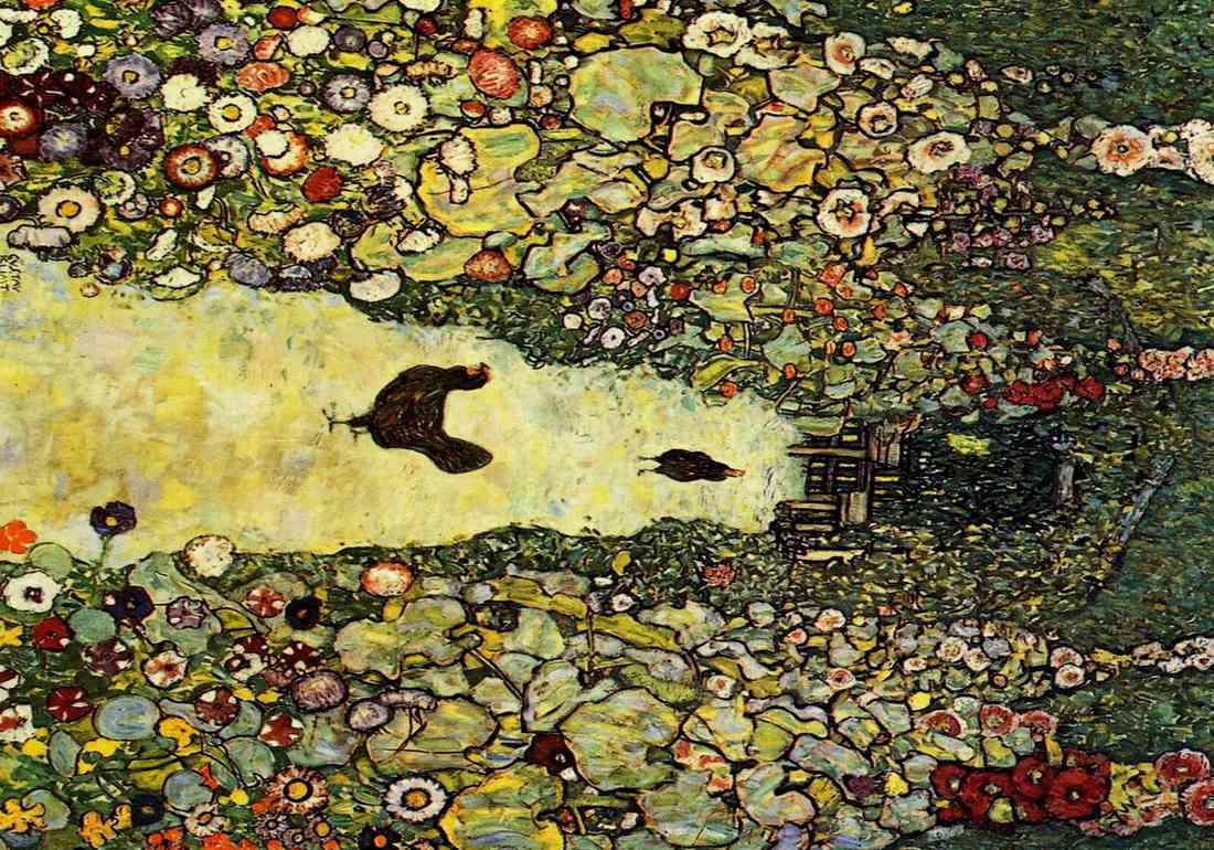 Path with Chickens Klimt A4 Photo Print