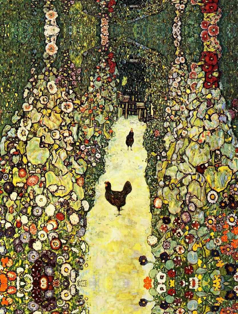 Path with Chickens Klimt use A4 Photo Print
