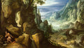Paul Bril landscape with st jerome and rocky crag Art A4 Photo Print