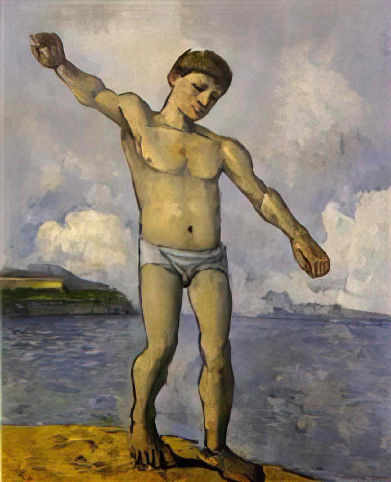 Paul Cezanne bather with outstreched arms Art A4 Photo Print