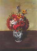 Paul Cezanne dahlias in a delft vase Art A4 Photo Print