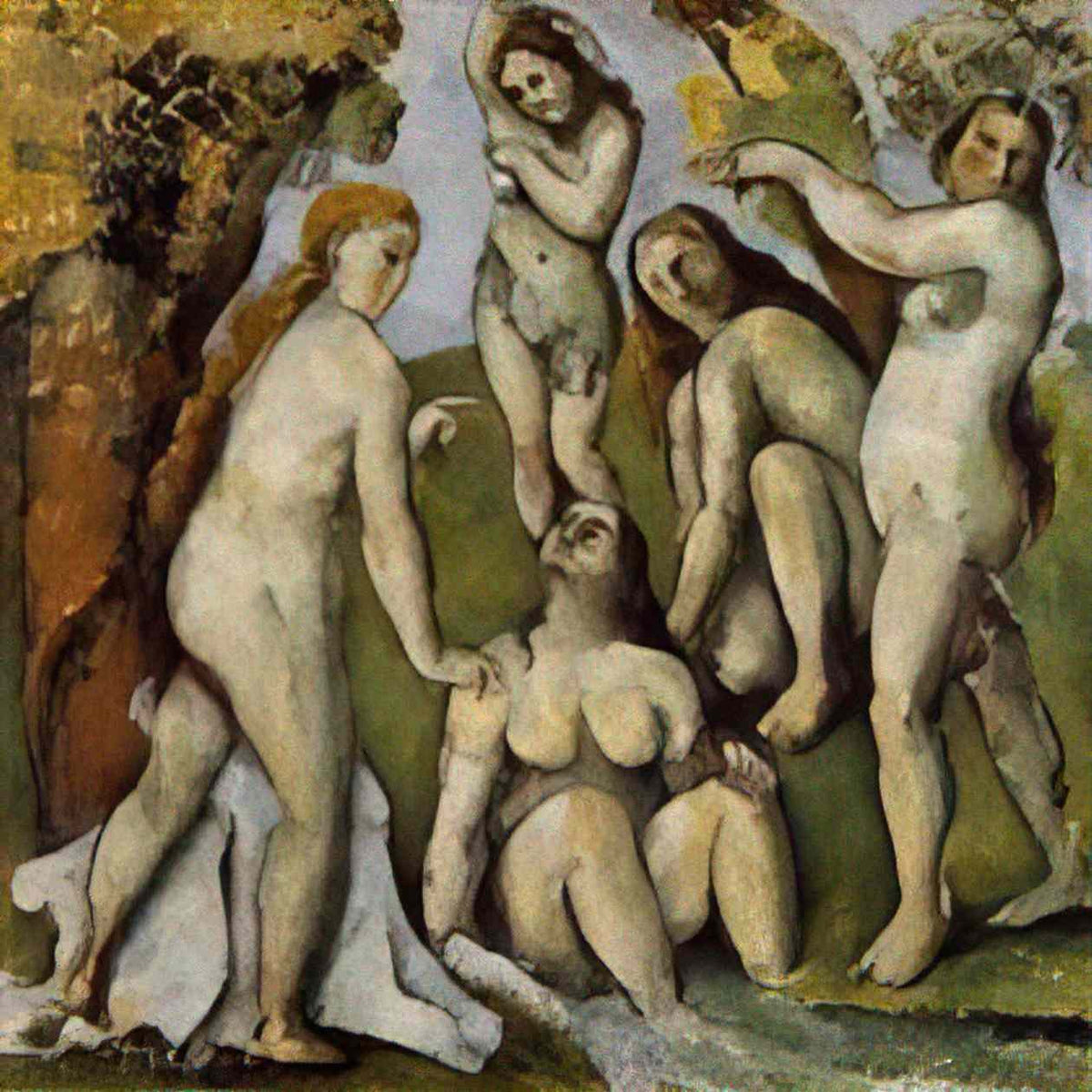 Paul Cezanne five bathers 1887 Art A4 Photo Print