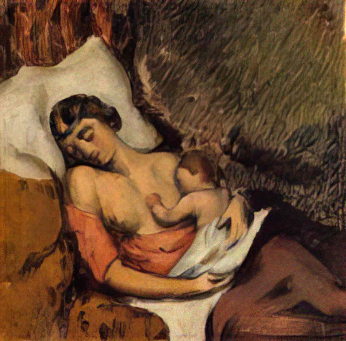 Paul Cezanne hortense breast feeding paul 1872 Art A4 Photo Print