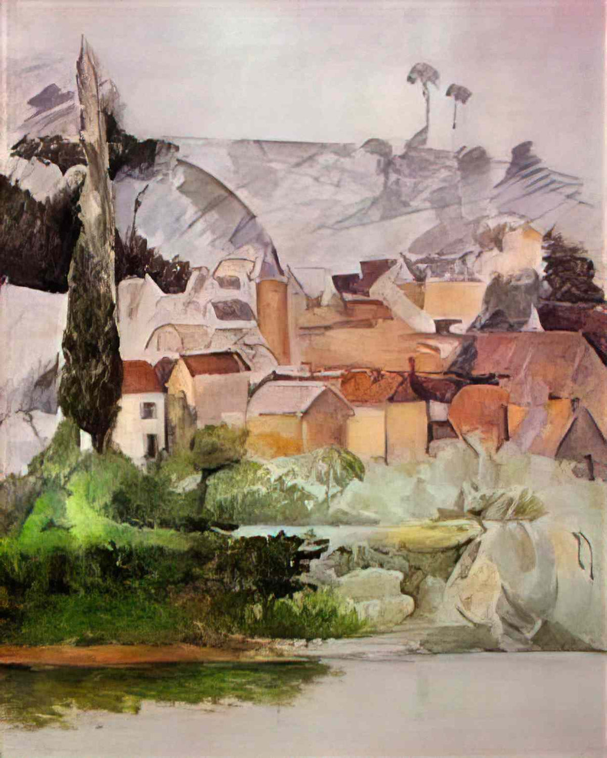 Paul Cezanne medan chateau and village 1885 Art A4 Photo Print