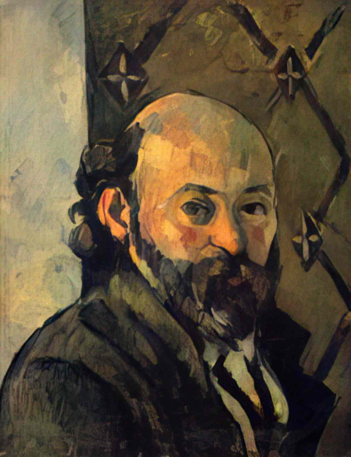 Paul Cezanne self portrait in front of olive wallpaper 1881 Art A4 Photo Print