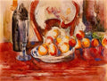 Paul Cezanne still life apples a bottle and chairback Art A4 Photo Print