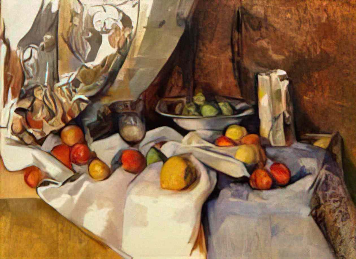 Paul Cezanne still life post bottle cup and fruit Art A4 Photo Print