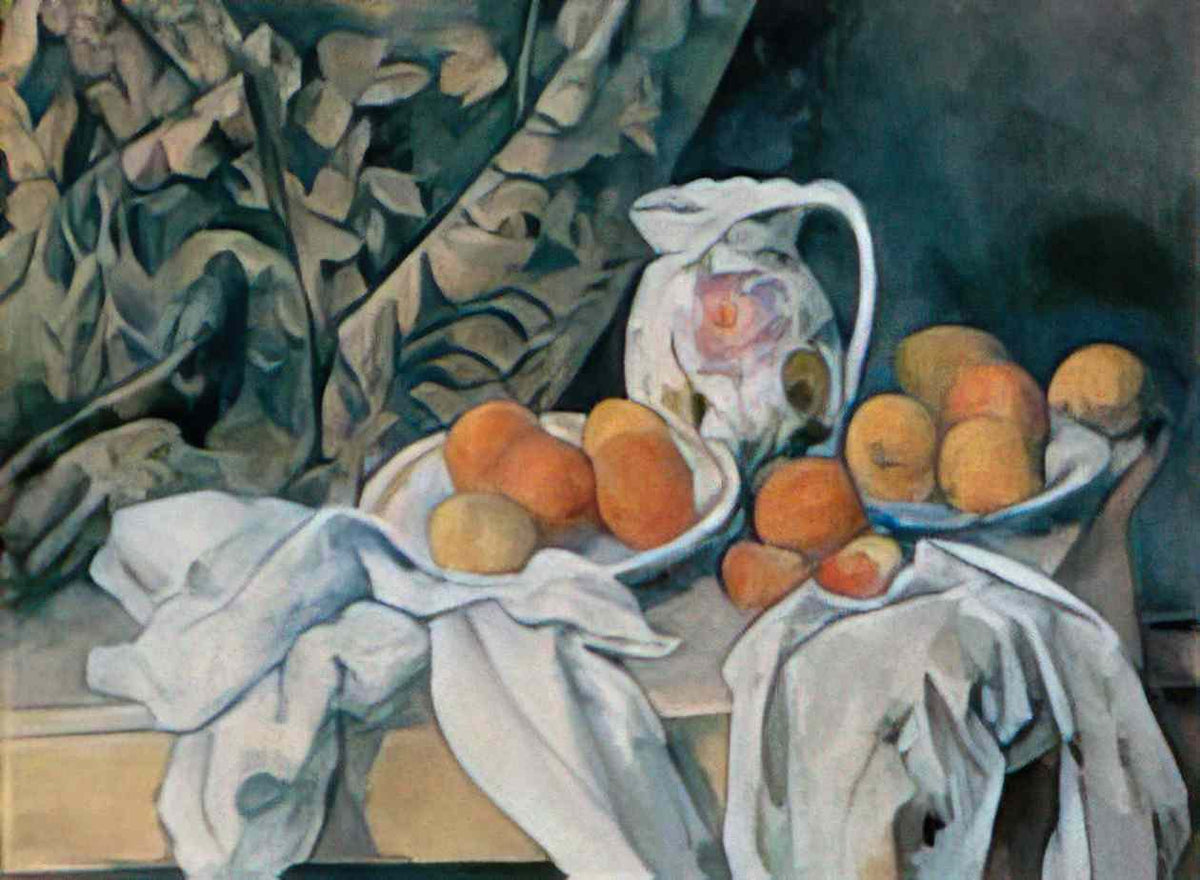 Paul Cezanne still life with curtain and flowered pitcher 1895 Art A4 Photo Print