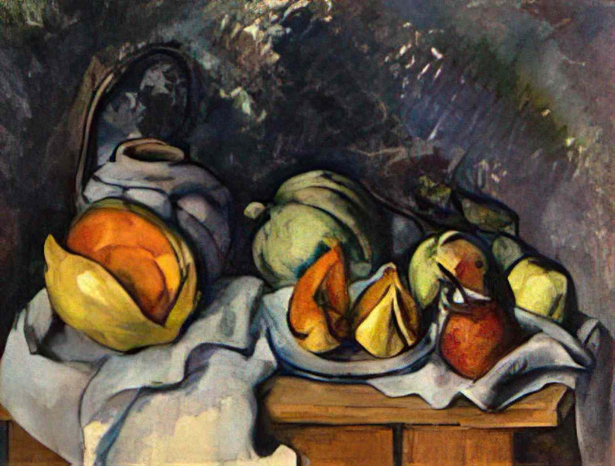 Paul Cezanne still life with fruit and a ginger pot Art A4 Photo Print