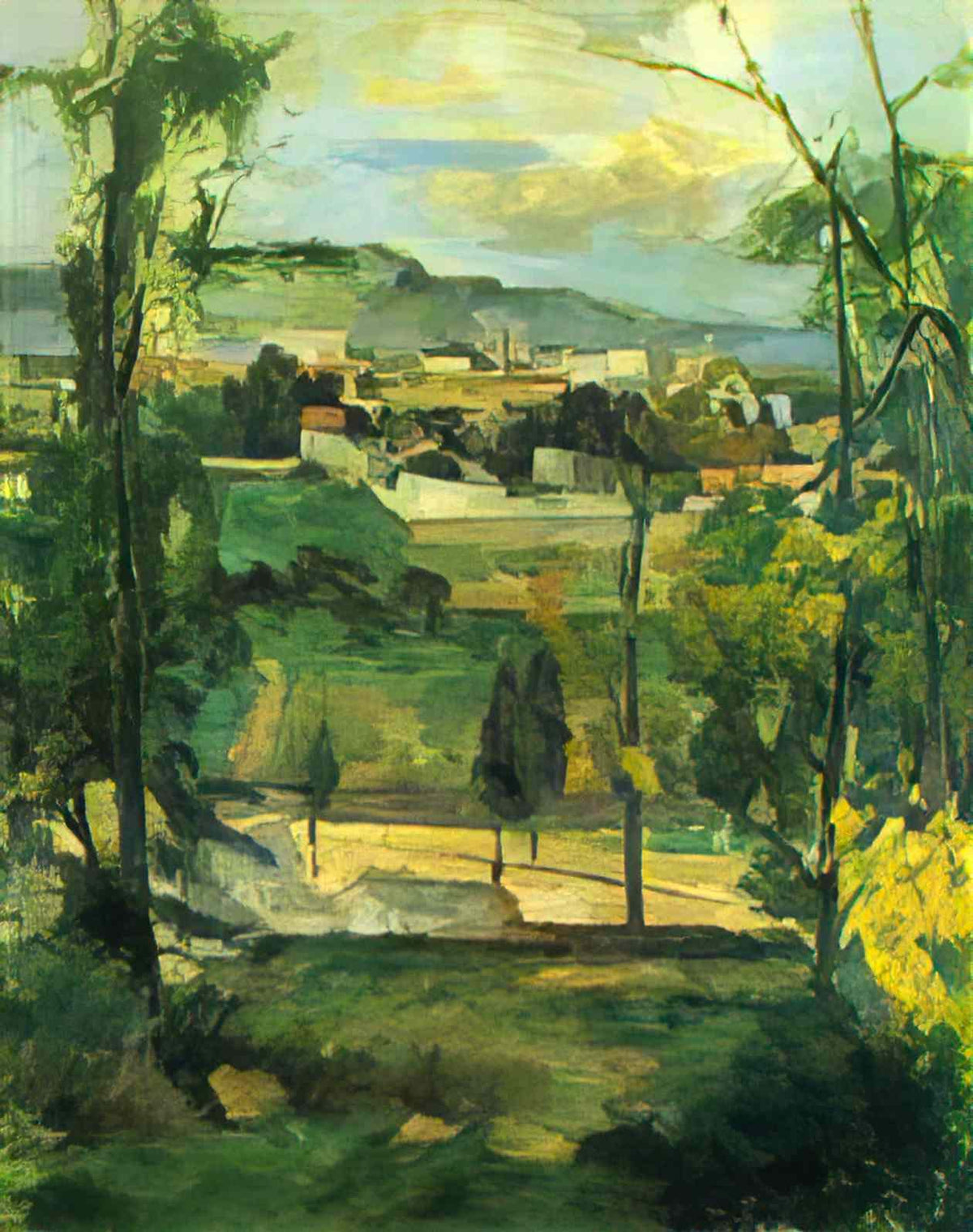 Paul Cezanne village behind trees 1879 Art A4 Photo Print