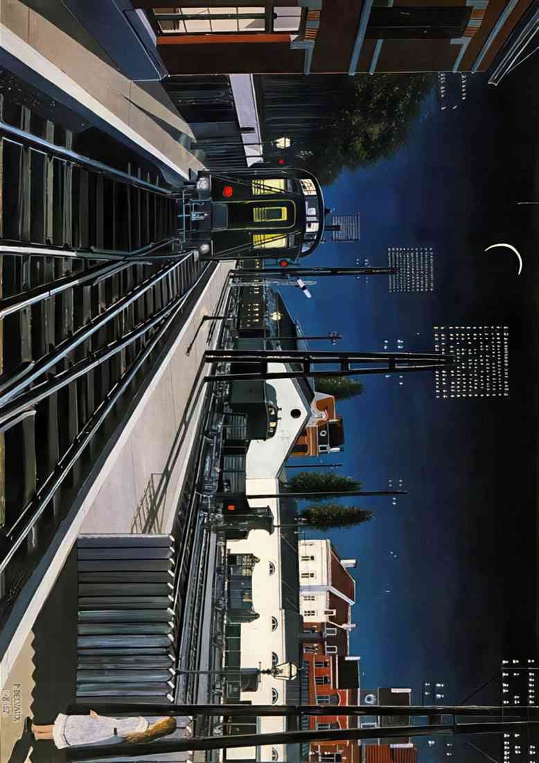 Paul Delvaux train in evening A4 Photo Print