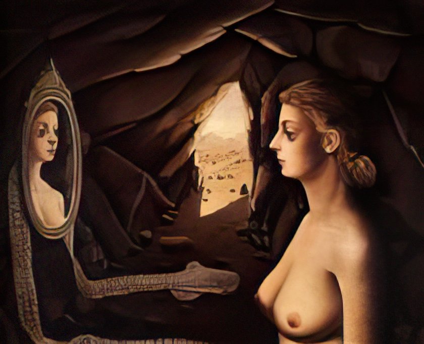 Paul Delvaux woman in a cave 1936 Art A4 Photo Print