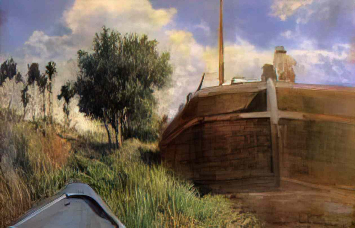 Paul Gauguin blue barge 1882 Art A4 Photo Print