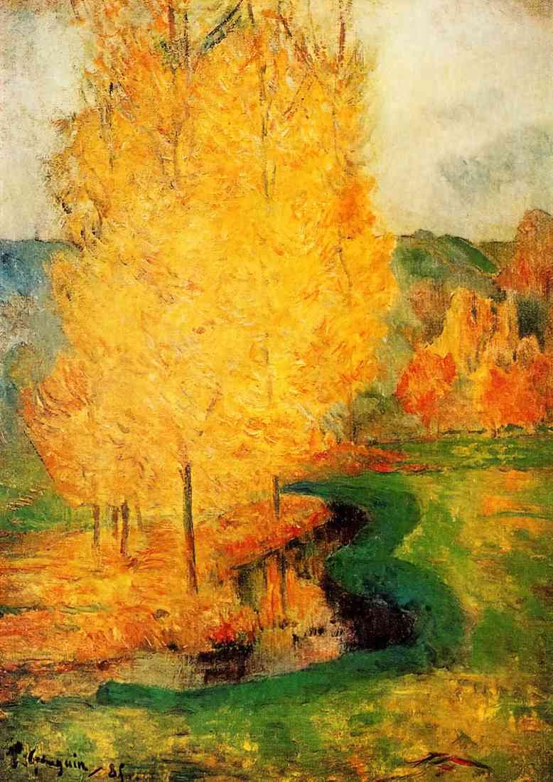 Paul Gauguin by the stream autumn A4 Photo Print