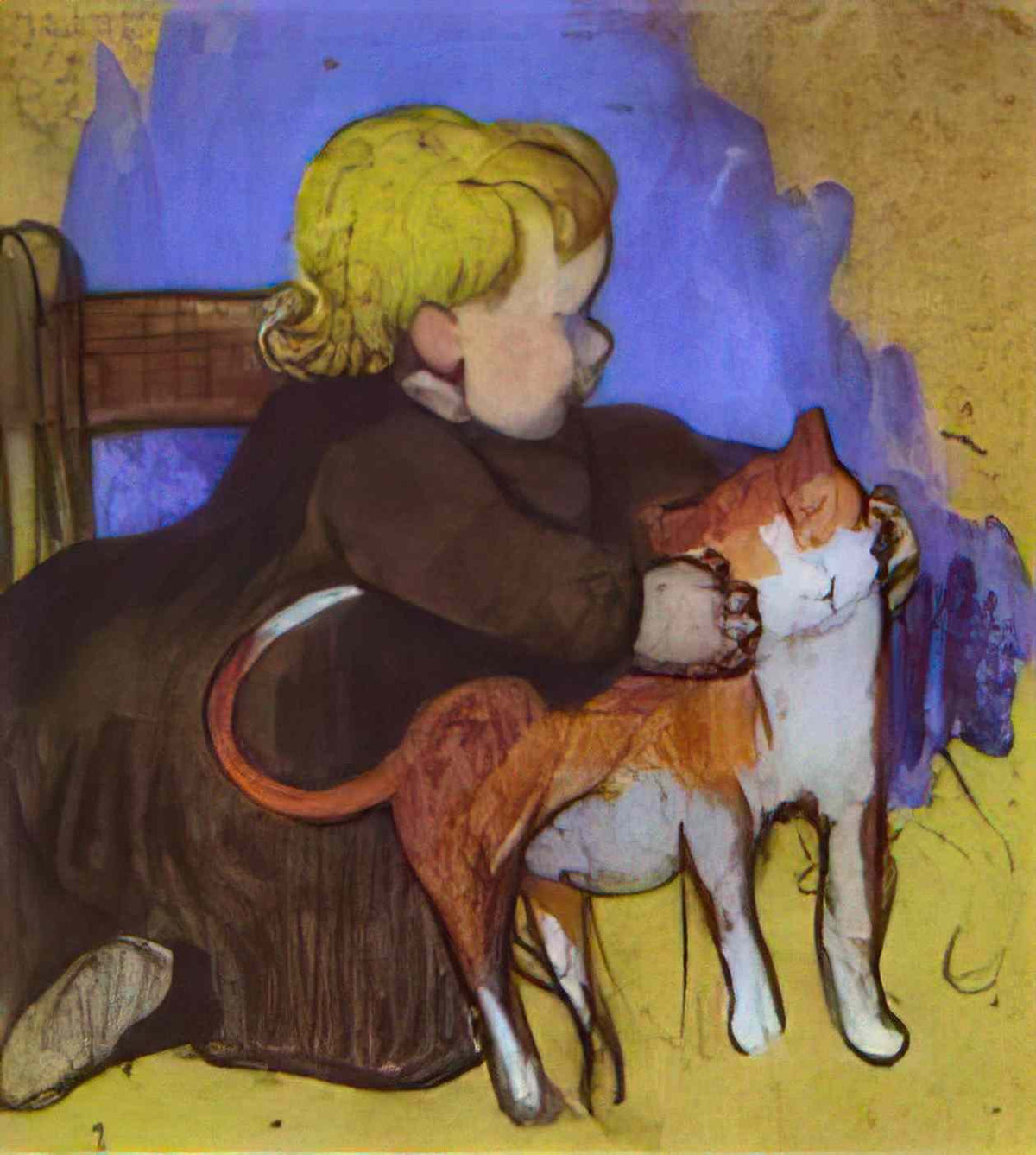 Paul Gauguin mimi and her cat 1890 Art A4 Photo Print