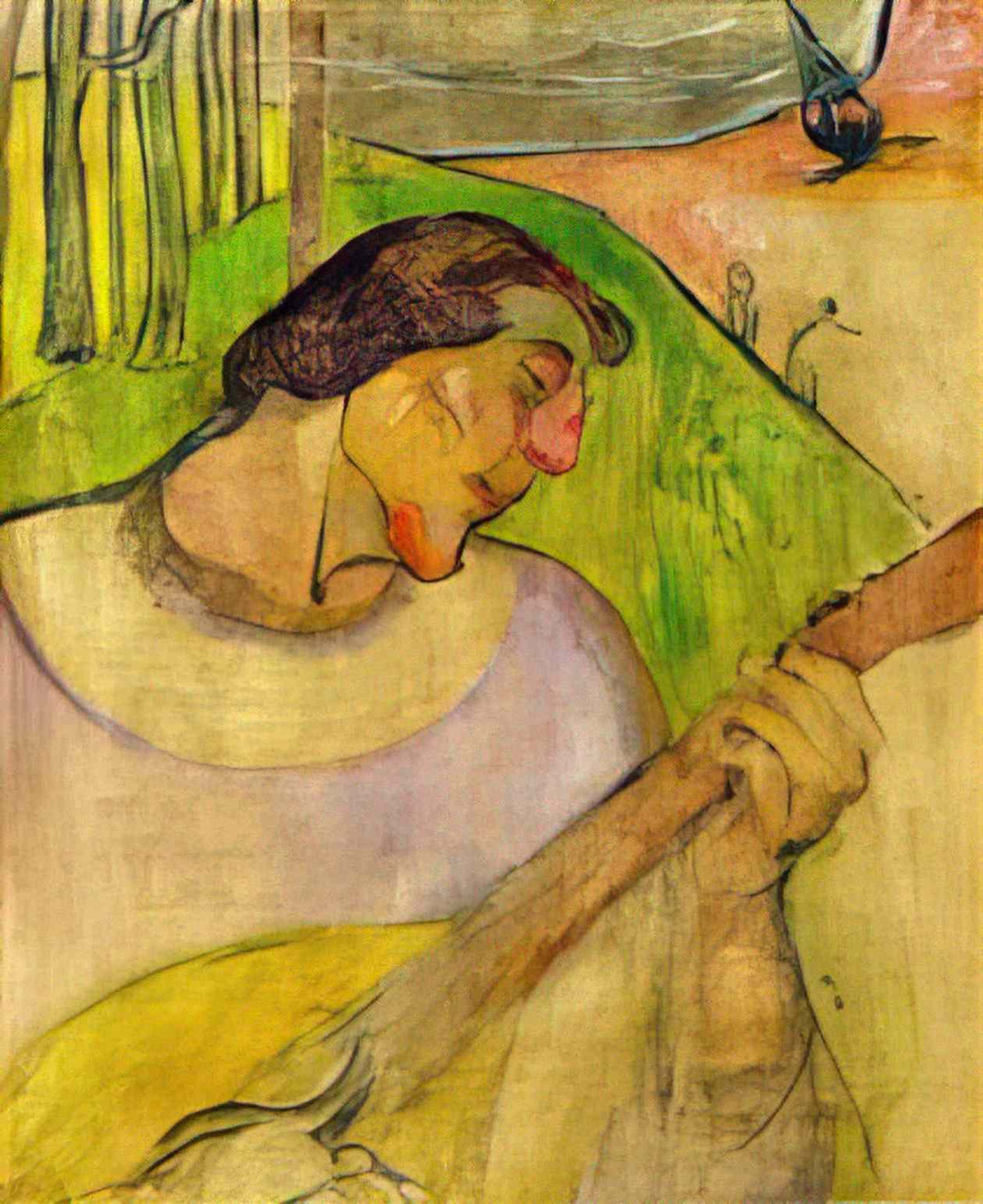 Paul Gauguin self portrait with mandolin 1889 Art A4 Photo Print