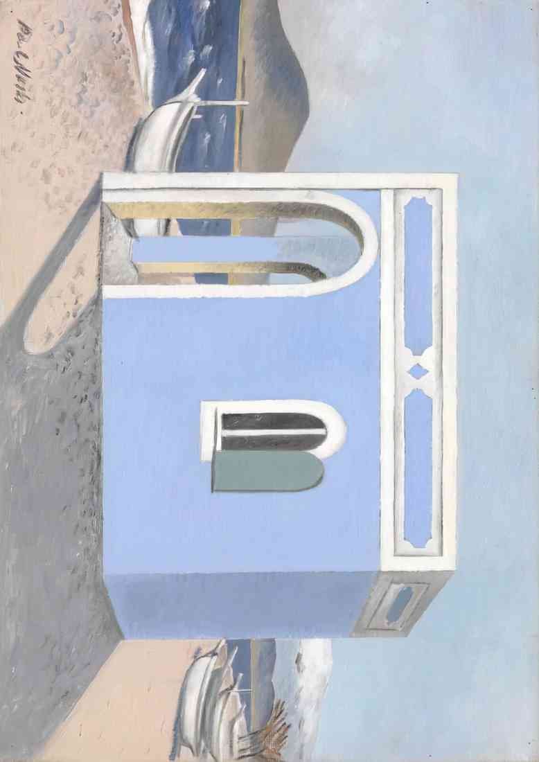Paul Nash blue house on the shore stretch A4 Photo Print