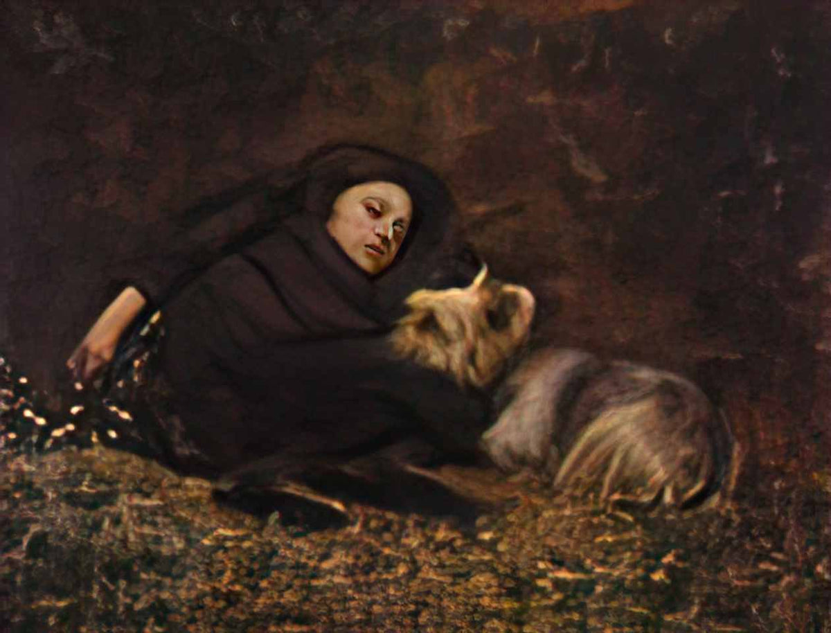 Paul Peel nap time also known as young girl with terrier Art A4 Photo Print