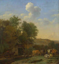 Paulus Potter A Landscape with Cows, Sheep and Horses by a Barn A4 Photo Print