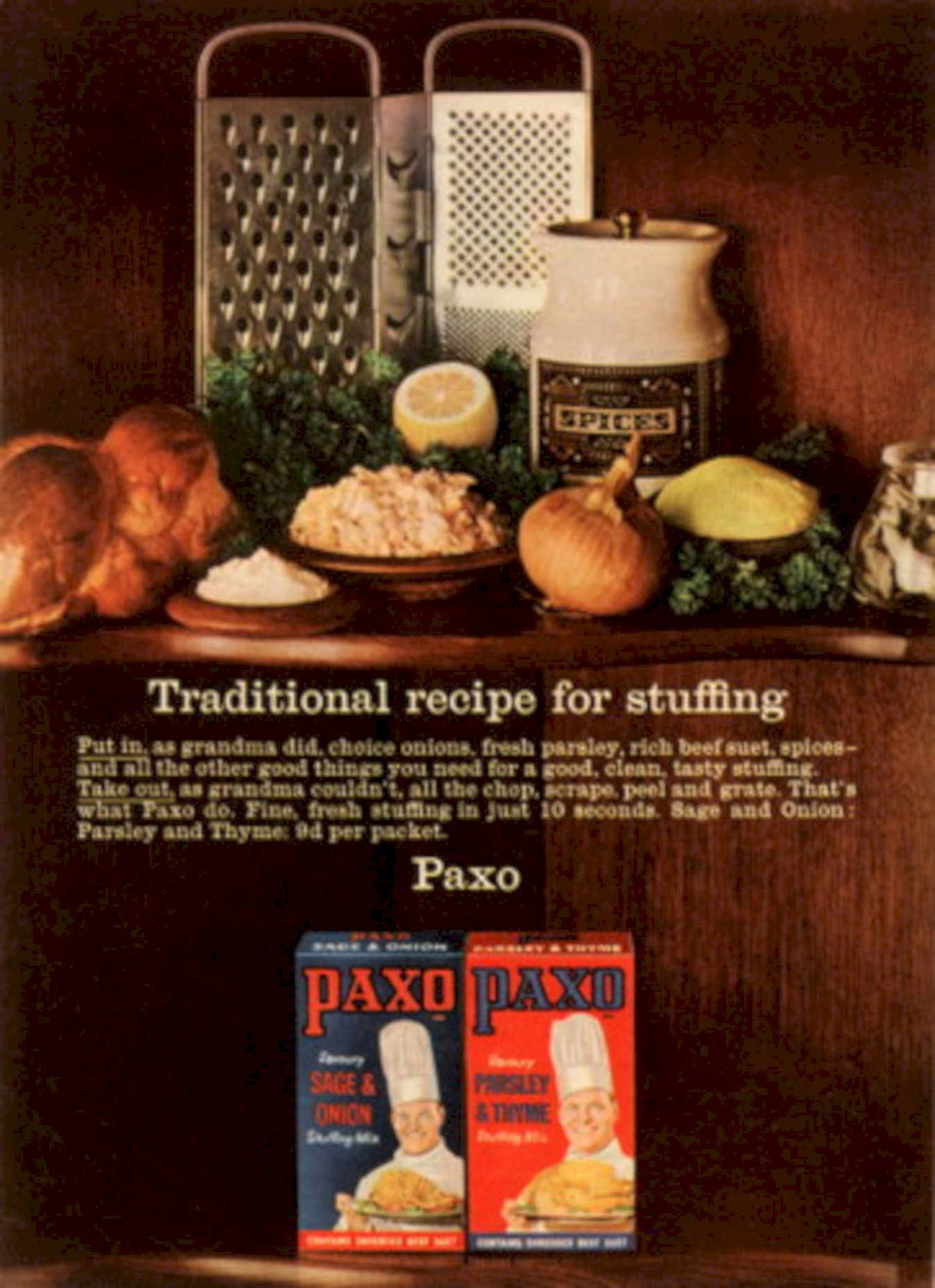 Paxo Ingredients Mix 1970s Vintage Retro Advert