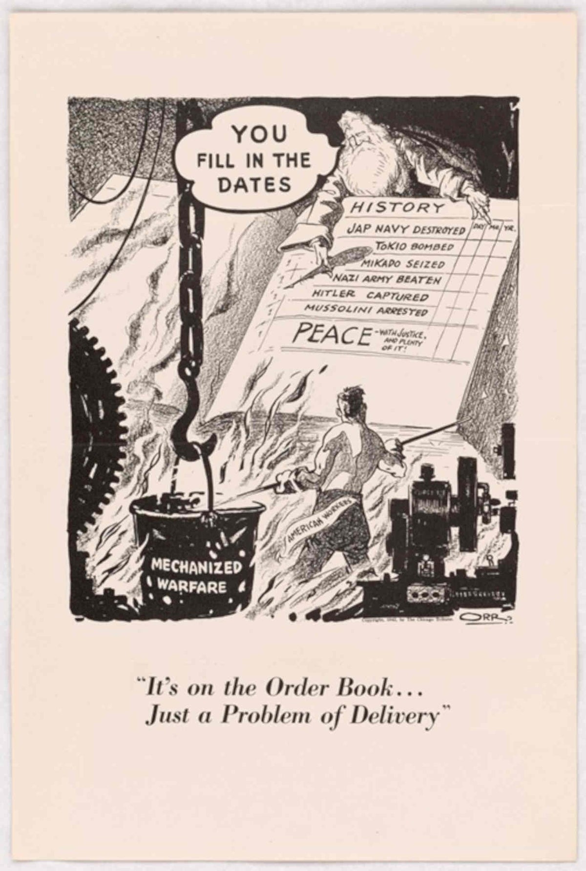 Peace Warfare Calendar American World War II Advert Poster