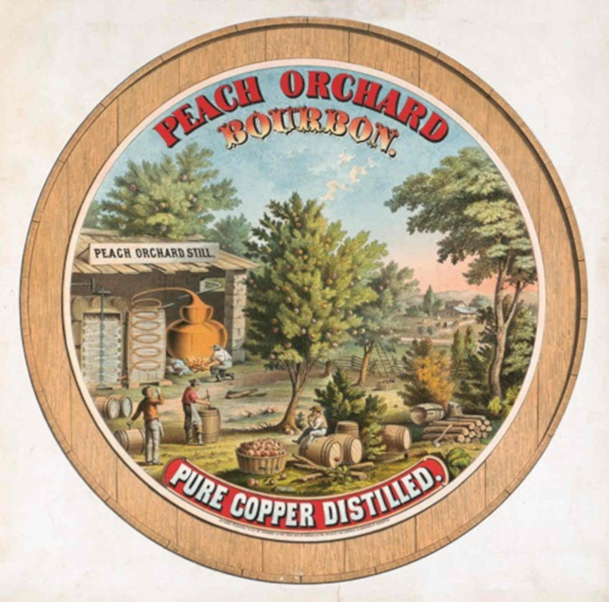 Peach Orchard Bourbon Vintage Retro Advert Poster
