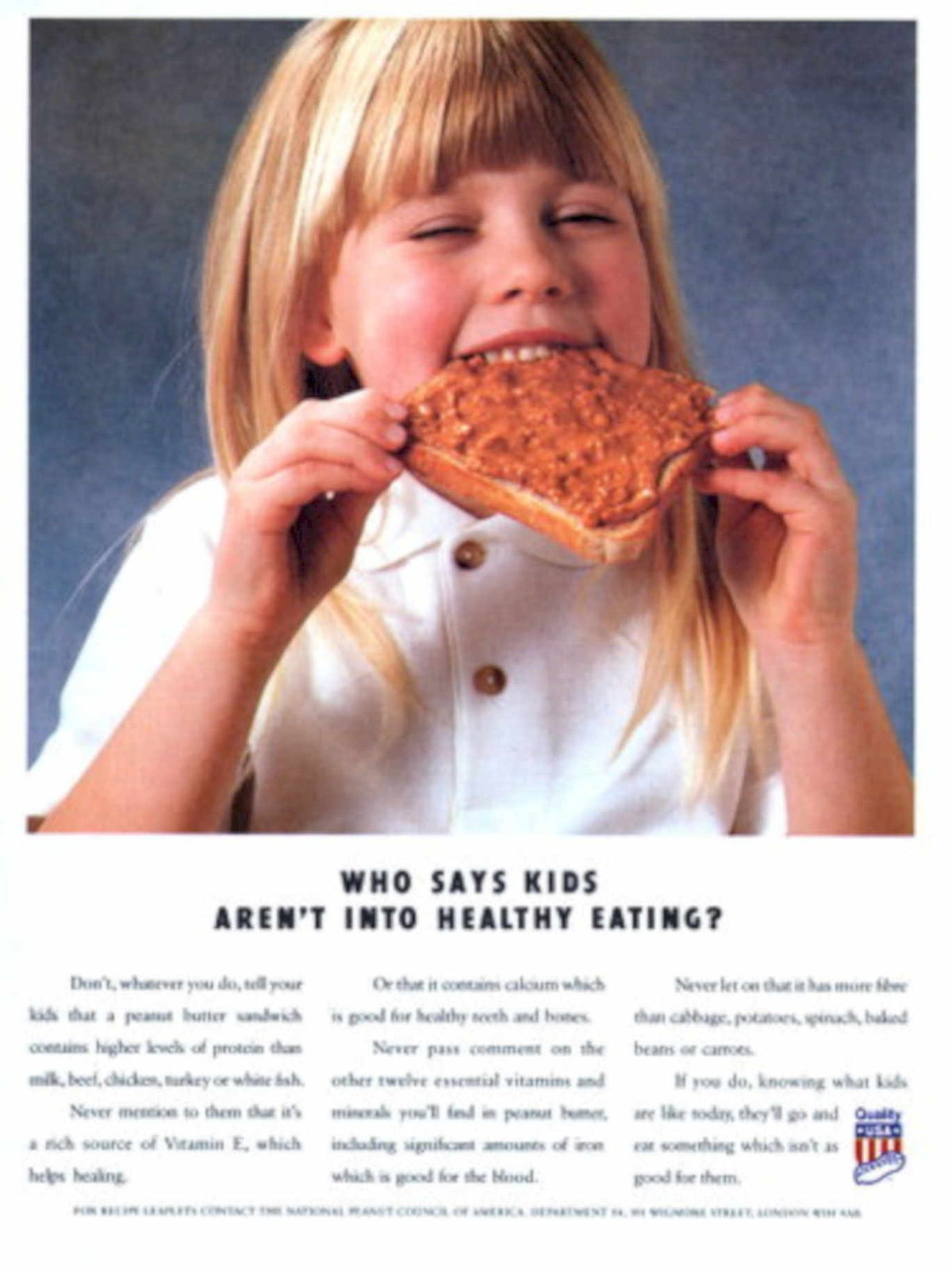 Peanut Butter Sandwich 1970s Vintage Retro Advert