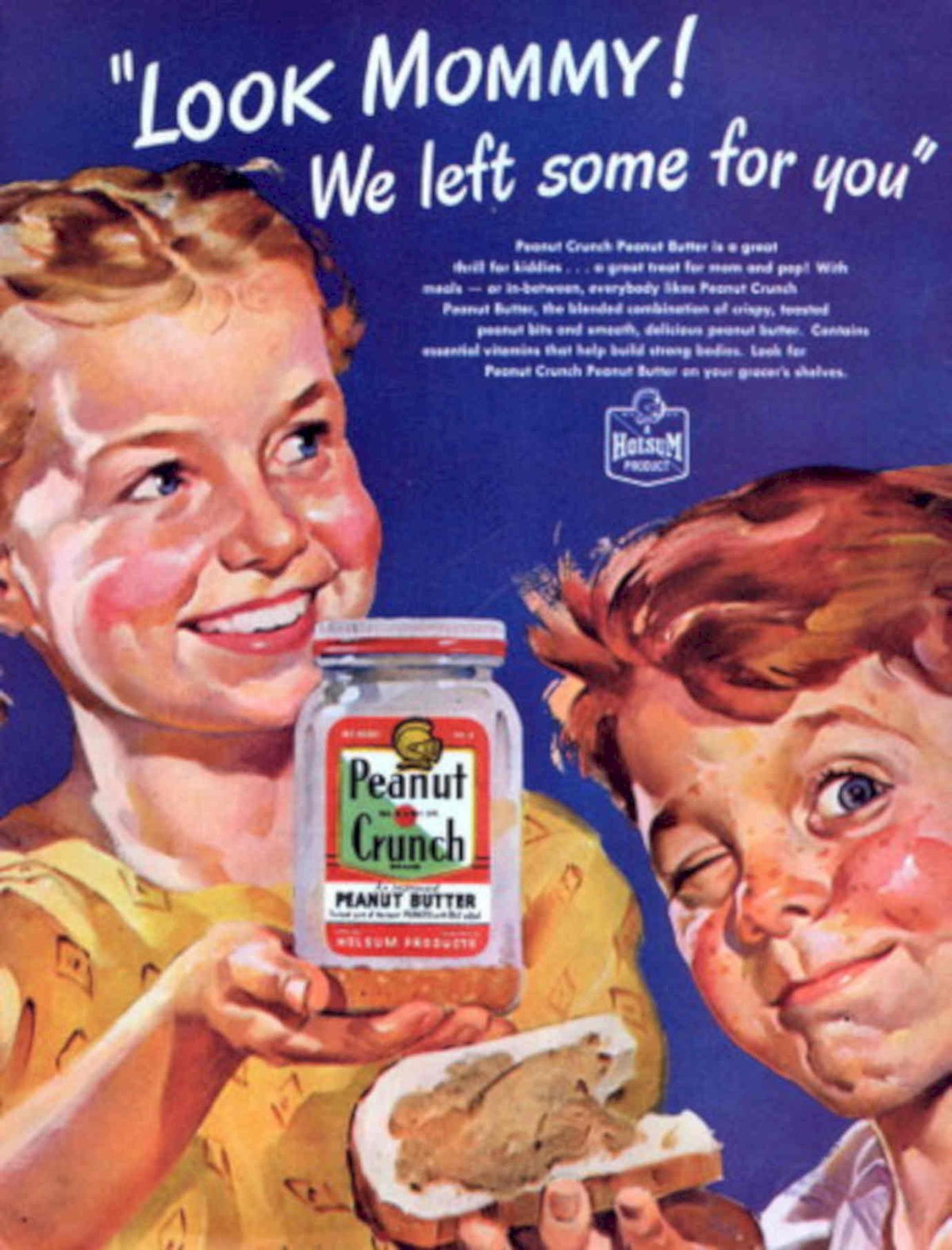 Peanut Crunch Butter 1950s Vintage Retro Advert Poster