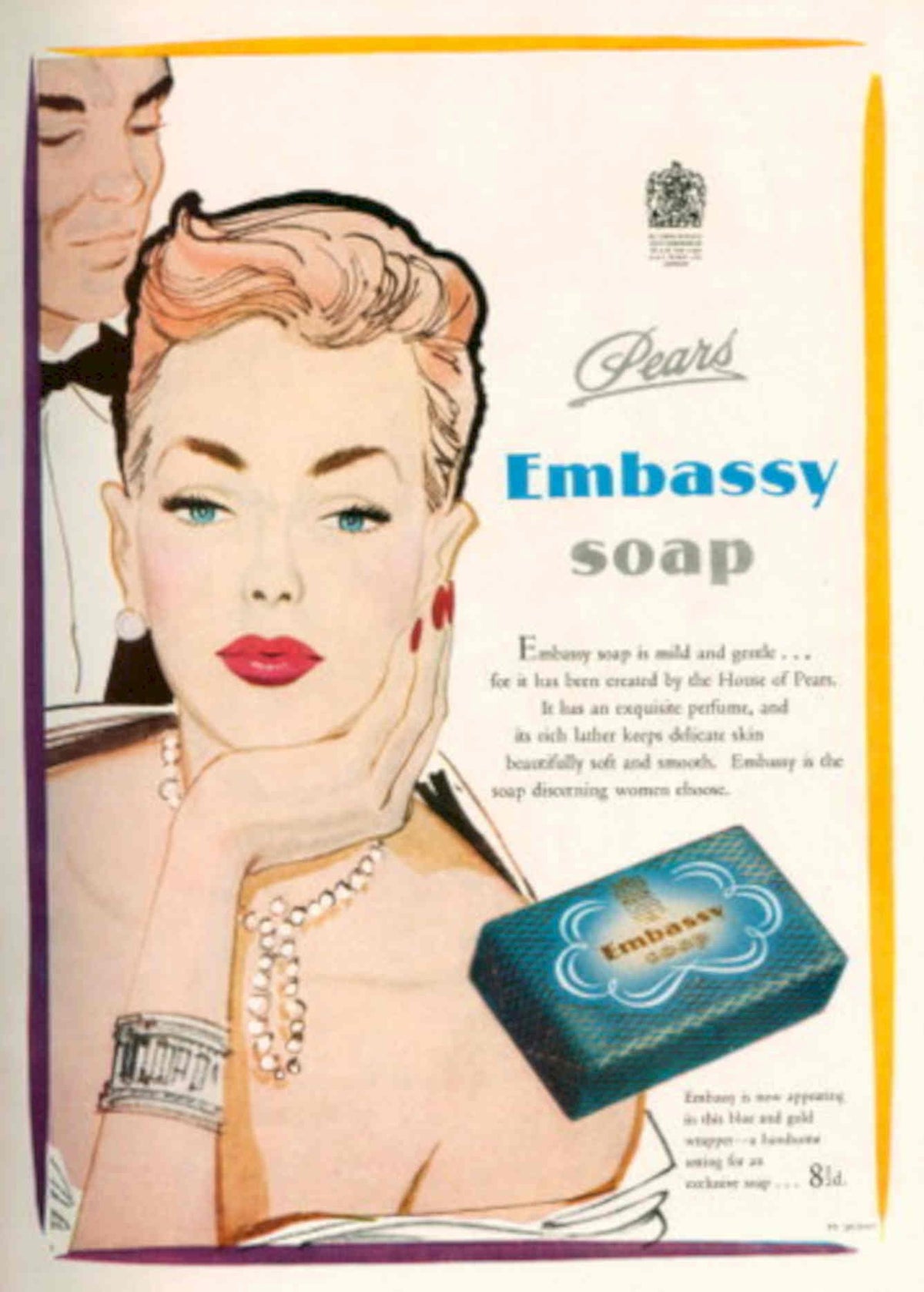 Pear Embassy Soap 1950s Vintage Retro Advert Poster