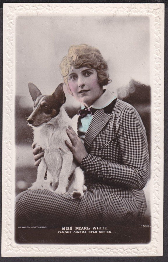 Pearl White & Fox Terrier Dog On Her Lap Vintage A4 Photo Print