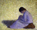 Peasant Woman Seated In The Grass Seurat Impressionism A4 Photo Print