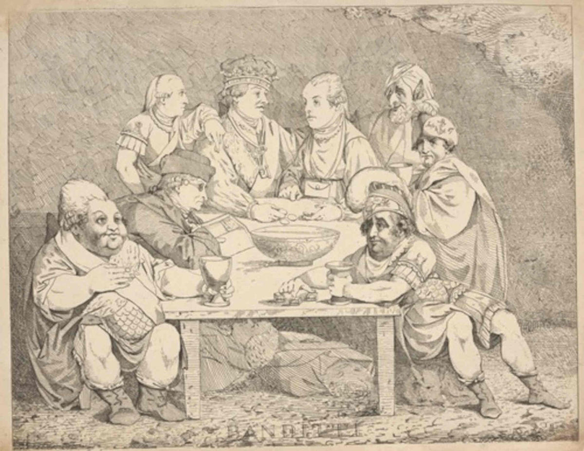 Peasants Table Fruit GB Cartoon Vintage Retro Advert Poster